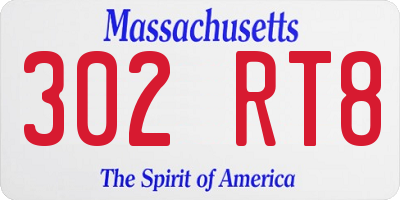 MA license plate 302RT8