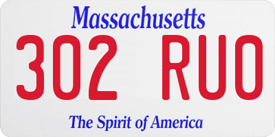 MA license plate 302RU0