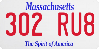 MA license plate 302RU8