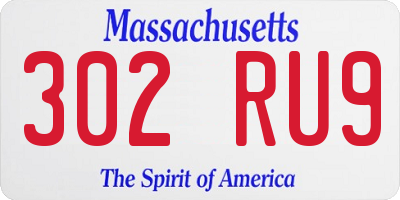 MA license plate 302RU9
