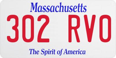 MA license plate 302RV0