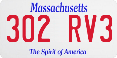 MA license plate 302RV3