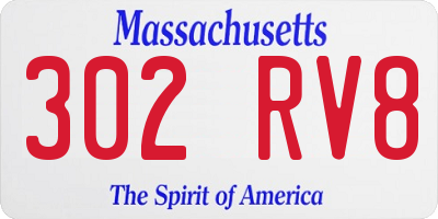 MA license plate 302RV8