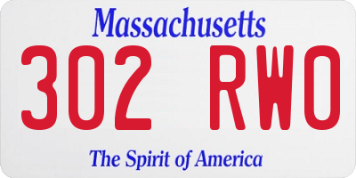 MA license plate 302RW0
