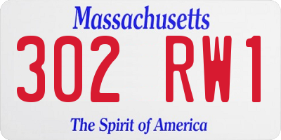 MA license plate 302RW1