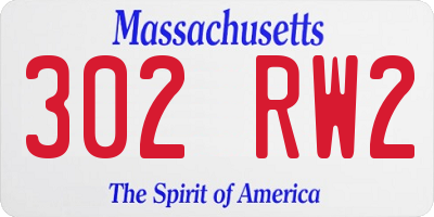 MA license plate 302RW2