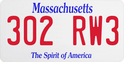 MA license plate 302RW3