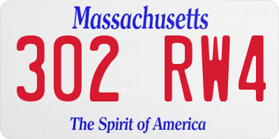 MA license plate 302RW4