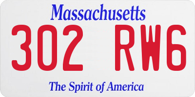 MA license plate 302RW6