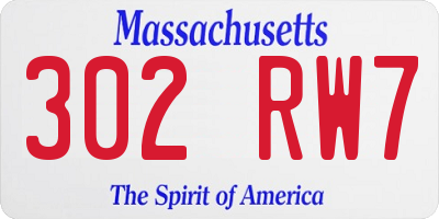 MA license plate 302RW7