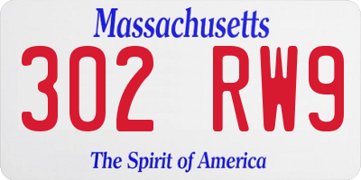 MA license plate 302RW9