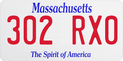 MA license plate 302RX0