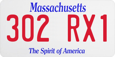 MA license plate 302RX1