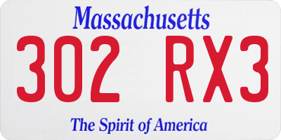 MA license plate 302RX3