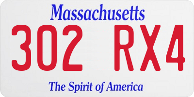 MA license plate 302RX4