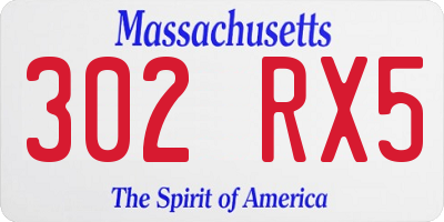 MA license plate 302RX5