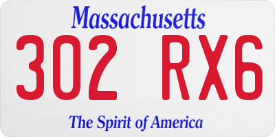 MA license plate 302RX6