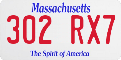 MA license plate 302RX7