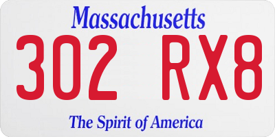 MA license plate 302RX8