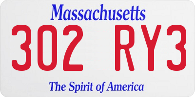 MA license plate 302RY3