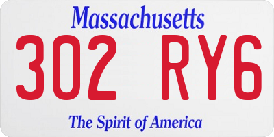 MA license plate 302RY6