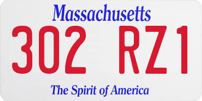 MA license plate 302RZ1