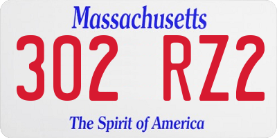 MA license plate 302RZ2