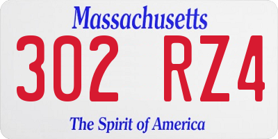 MA license plate 302RZ4