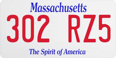 MA license plate 302RZ5