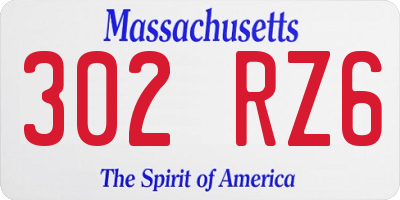 MA license plate 302RZ6