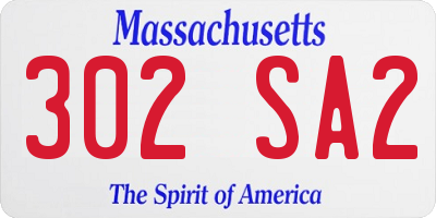 MA license plate 302SA2
