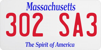 MA license plate 302SA3