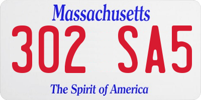 MA license plate 302SA5