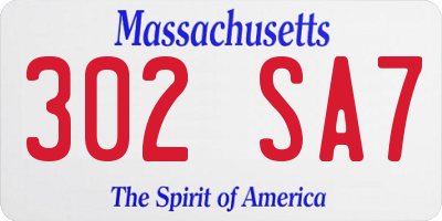 MA license plate 302SA7