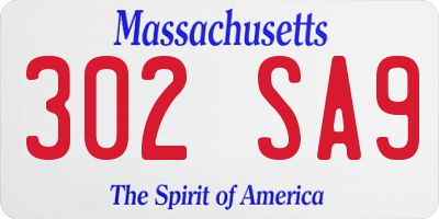 MA license plate 302SA9
