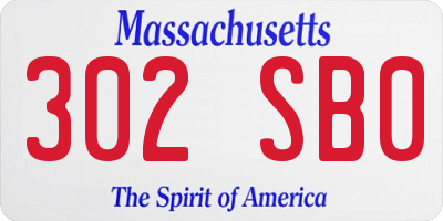 MA license plate 302SB0