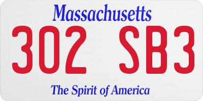MA license plate 302SB3