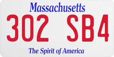 MA license plate 302SB4