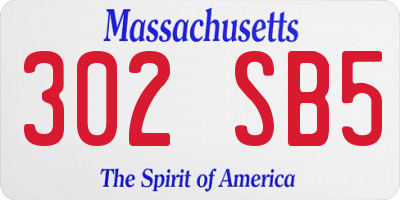 MA license plate 302SB5