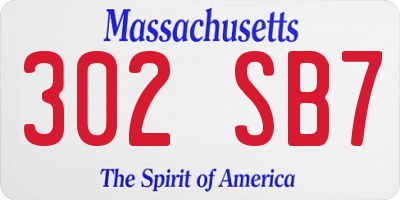 MA license plate 302SB7