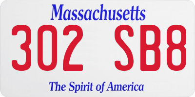 MA license plate 302SB8