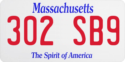MA license plate 302SB9
