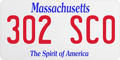 MA license plate 302SC0