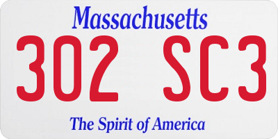 MA license plate 302SC3
