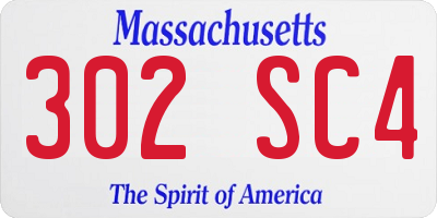 MA license plate 302SC4