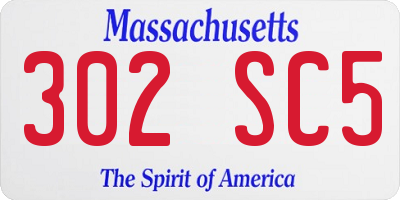 MA license plate 302SC5