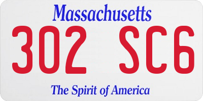 MA license plate 302SC6