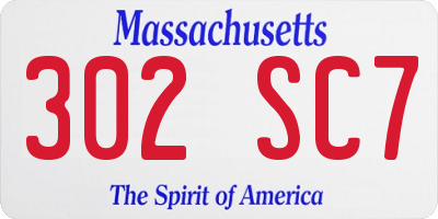 MA license plate 302SC7