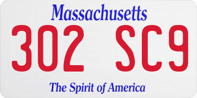 MA license plate 302SC9