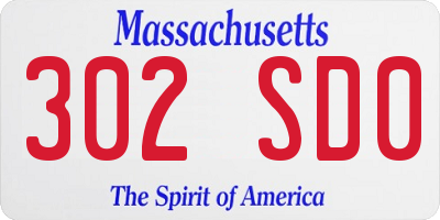 MA license plate 302SD0